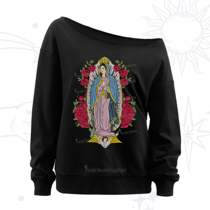 Purplehecate Mother Mary Off The Shoulder Sweatshirt