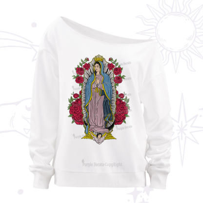 Purplehecate Mother Mary Off The Shoulder Sweatshirt