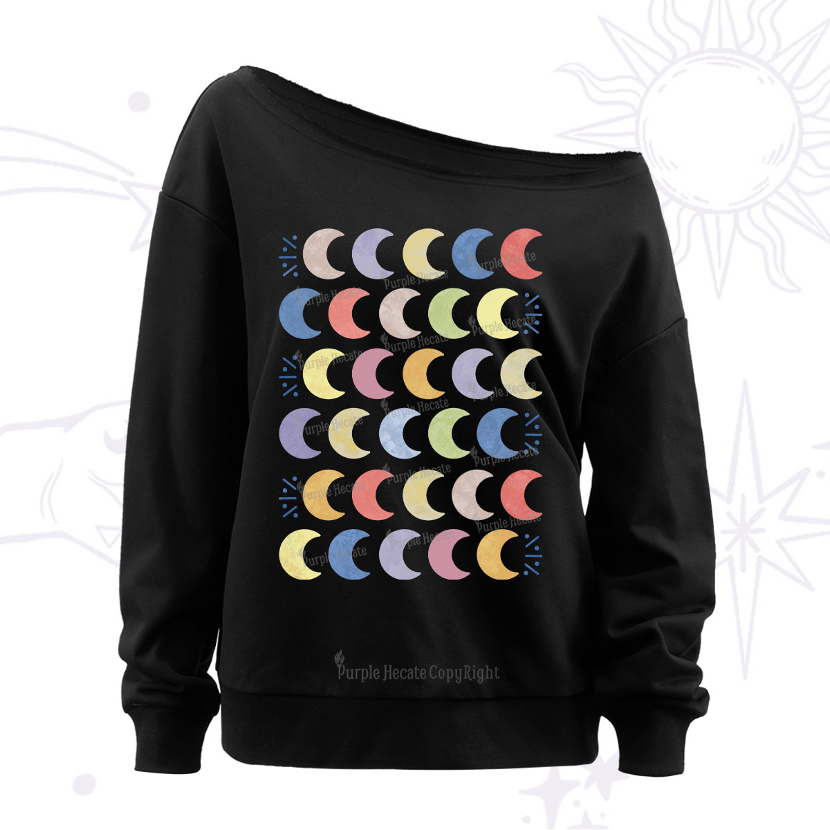 Purplehecate Every Phase Of Me Off The Shoulder Sweatshirt