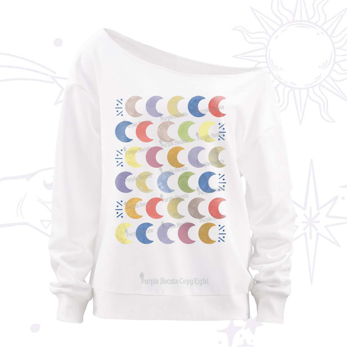 Purplehecate Every Phase Of Me Off The Shoulder Sweatshirt