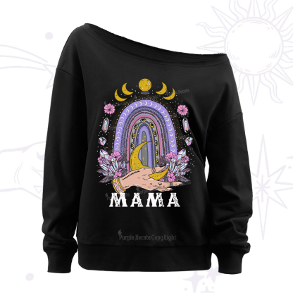 Purplehecate Gothic Mama Rainbow Off The Shoulder Sweatshirt