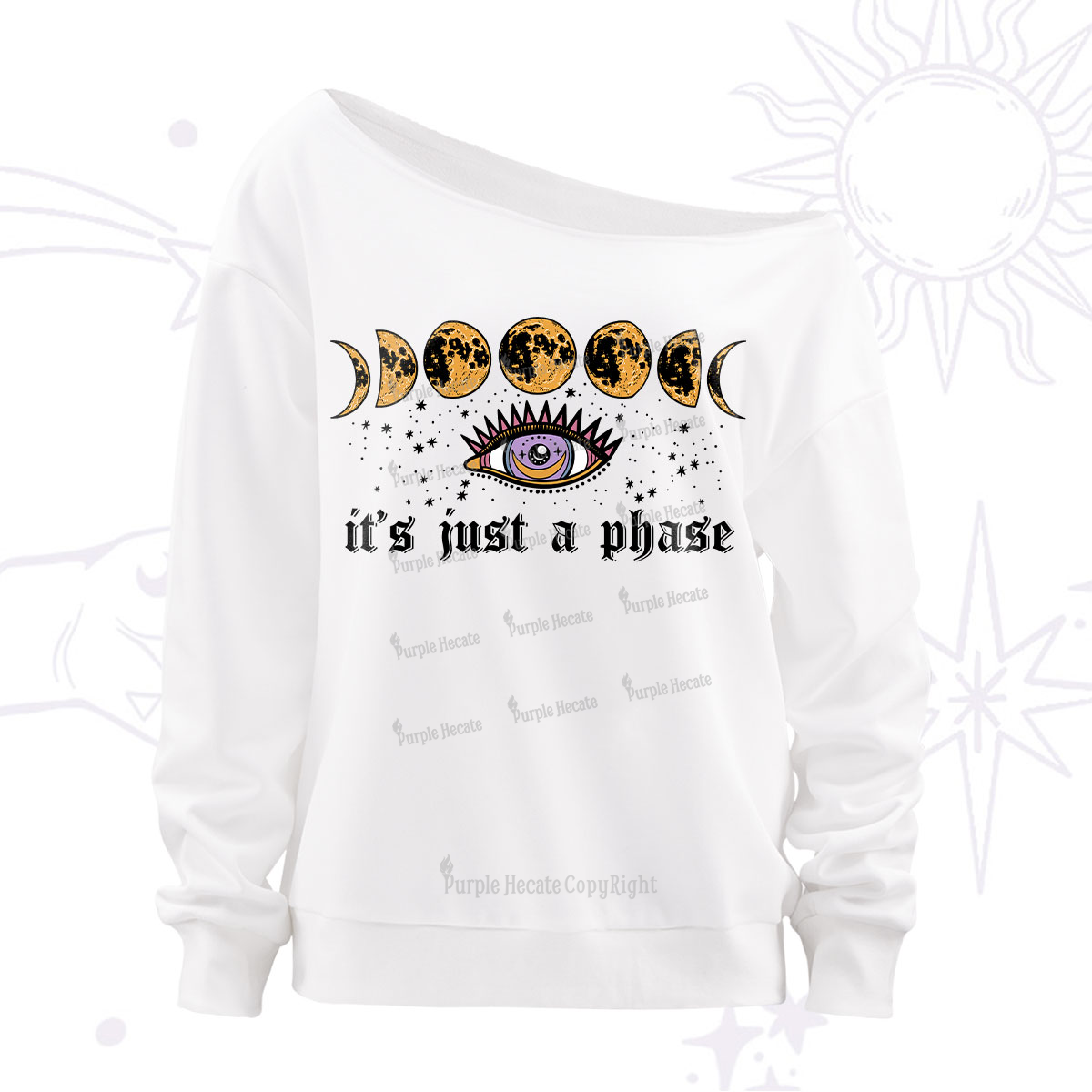 Purplehecate It's Just A Phase Off The Shoulder Sweatshirt