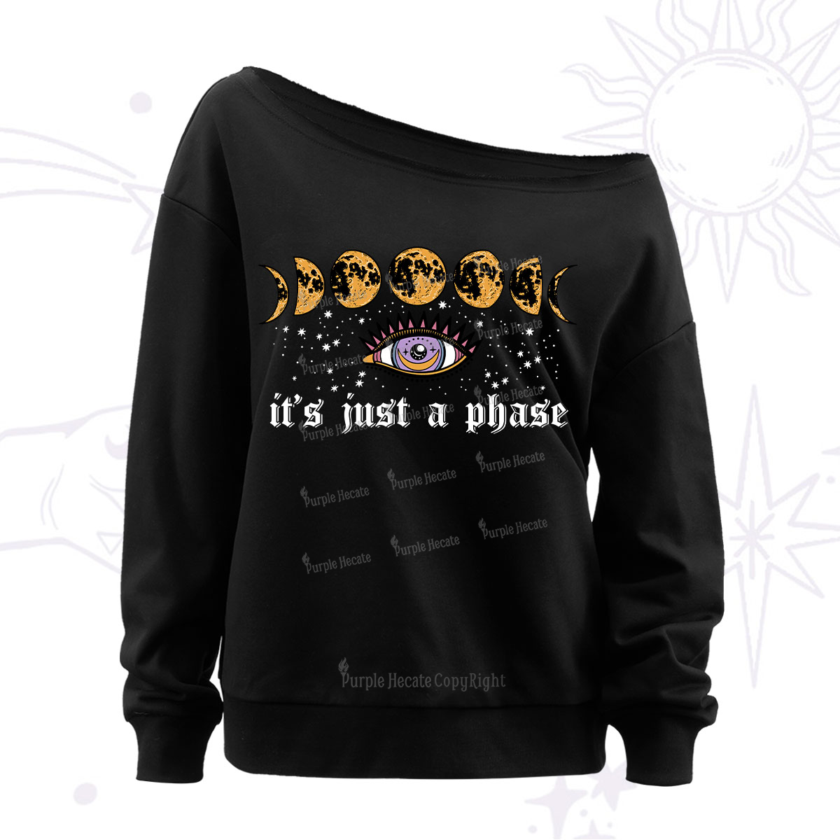 Purplehecate It's Just A Phase Off The Shoulder Sweatshirt