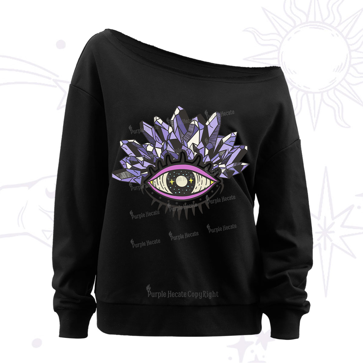 Purplehecate Crystal Eye Off The Shoulder Sweatshirt