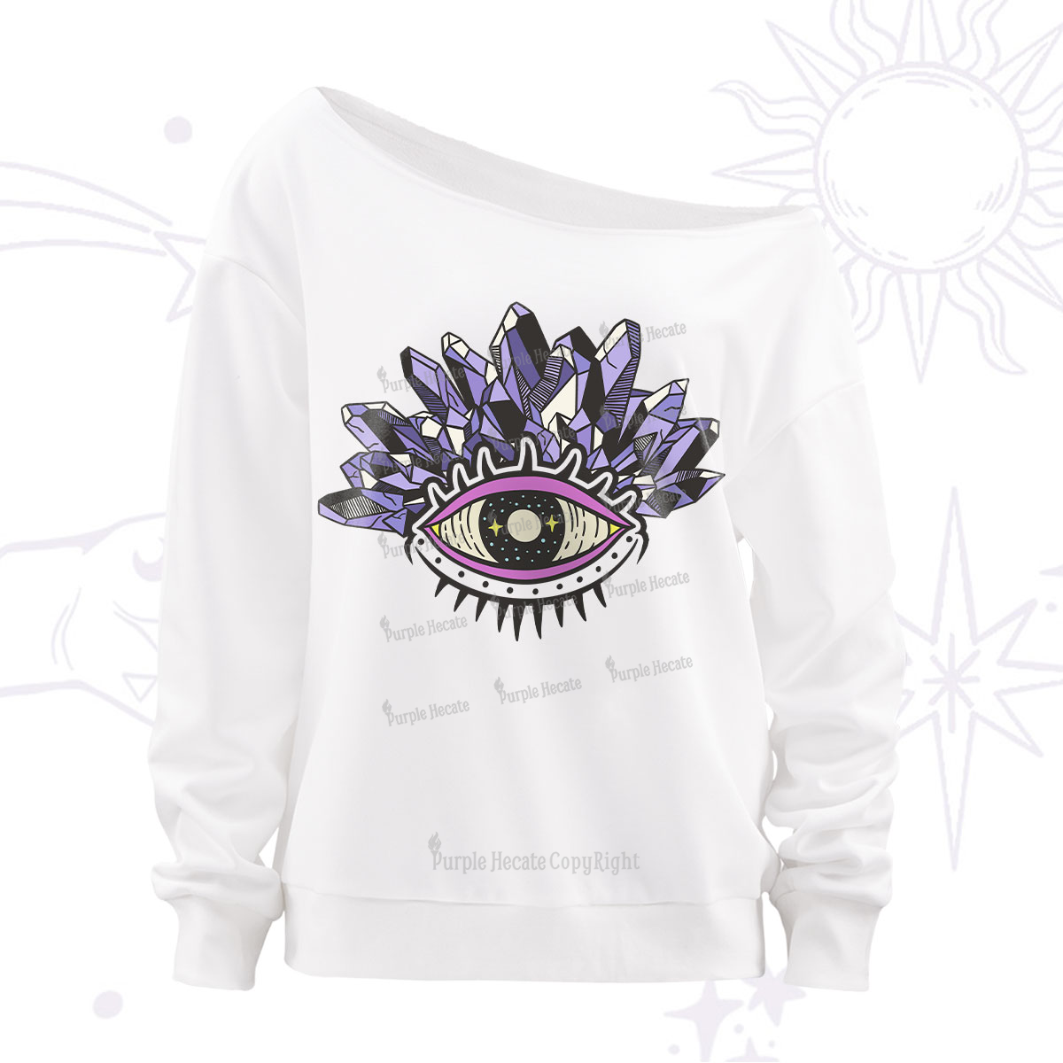 Purplehecate Crystal Eye Off The Shoulder Sweatshirt