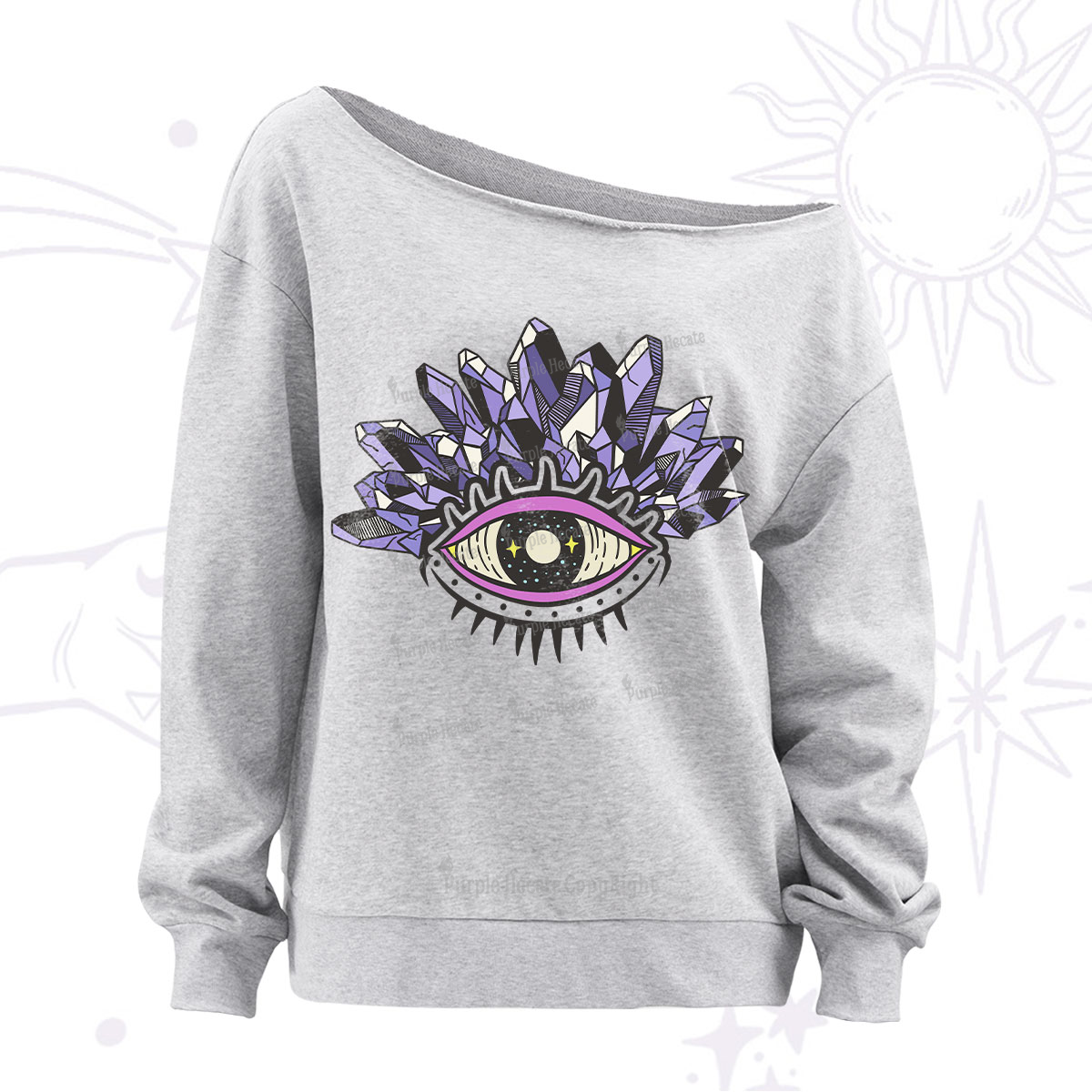 Purplehecate Crystal Eye Off The Shoulder Sweatshirt