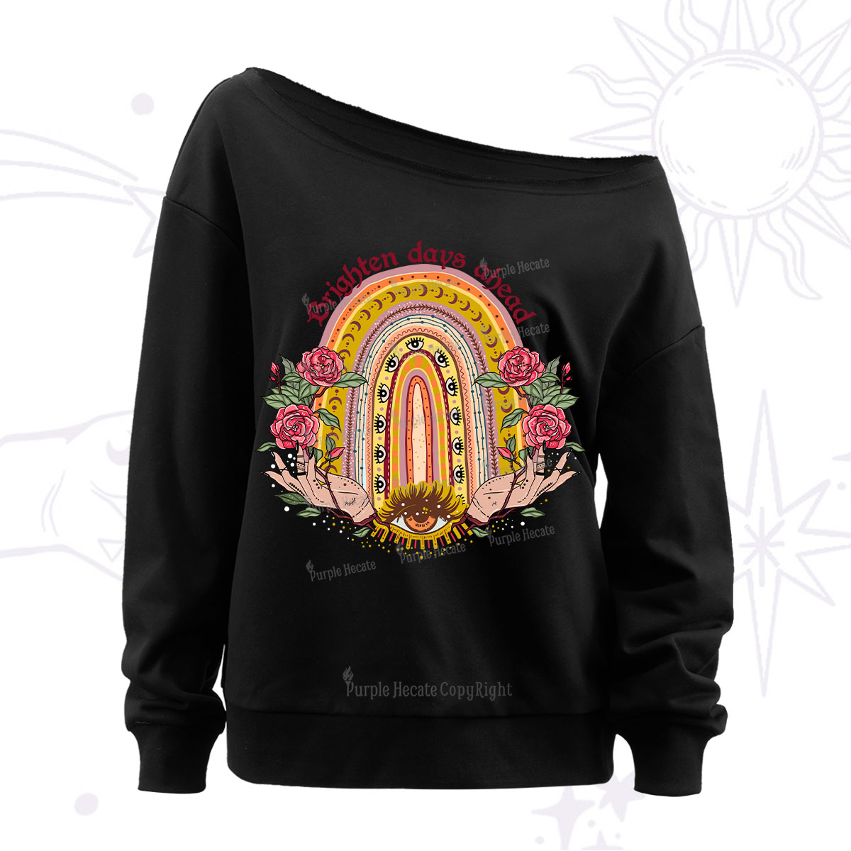 Purplehecate Brighten Days Ahead Off The Shoulder Sweatshirt