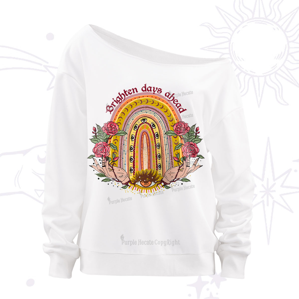 Purplehecate Brighten Days Ahead Off The Shoulder Sweatshirt