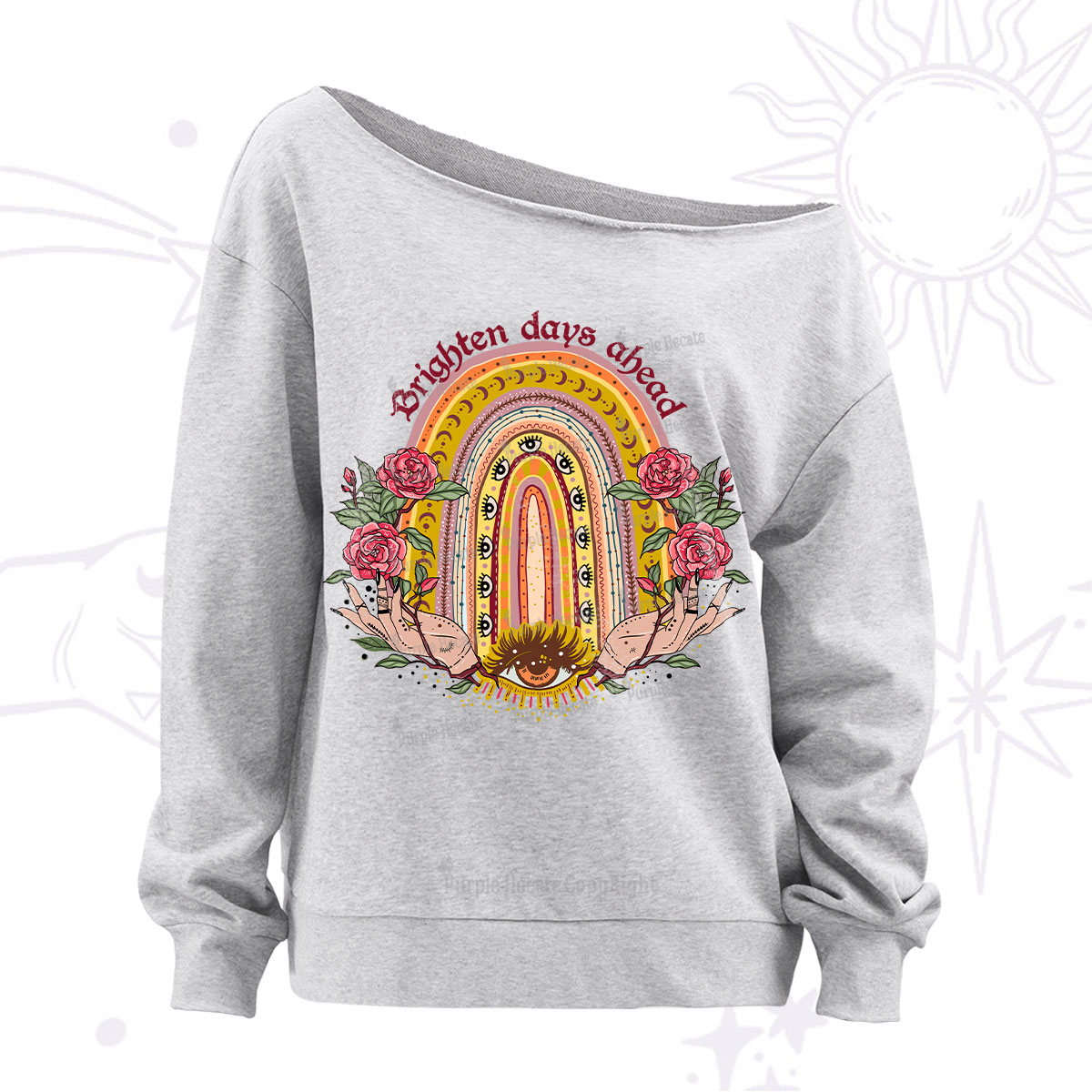 Purplehecate Brighten Days Ahead Off The Shoulder Sweatshirt