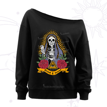 Purplehecate Blessed And Stressed Off The Shoulder Sweatshirt