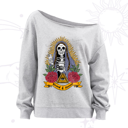 Purplehecate Blessed And Stressed Off The Shoulder Sweatshirt
