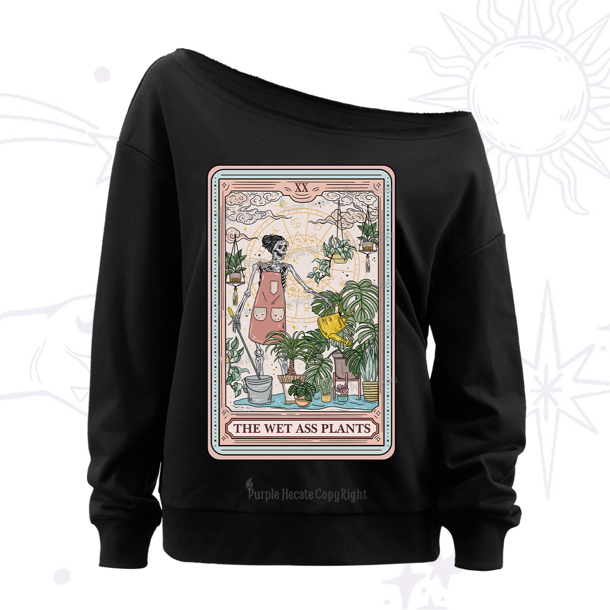 Purplehecate The Wet Ass Plants Tarot Off The Shoulder Sweatshirt