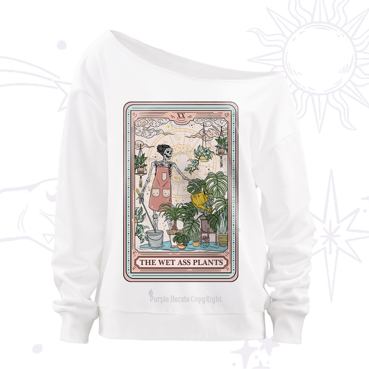 Purplehecate The Wet Ass Plants Tarot Off The Shoulder Sweatshirt