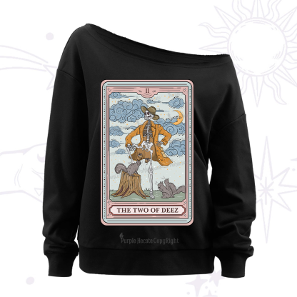 Purplehecate The Two Of Deez Tarot Washed T-Shirt Off The Shoulder Sweatshirt