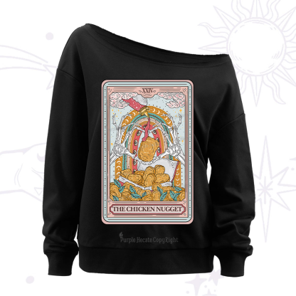Purplehecate The Chicken Nugget Food Tarot Off The Shoulder Sweatshirt
