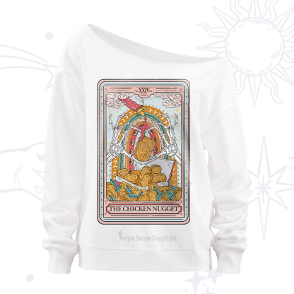 Purplehecate The Chicken Nugget Food Tarot Off The Shoulder Sweatshirt