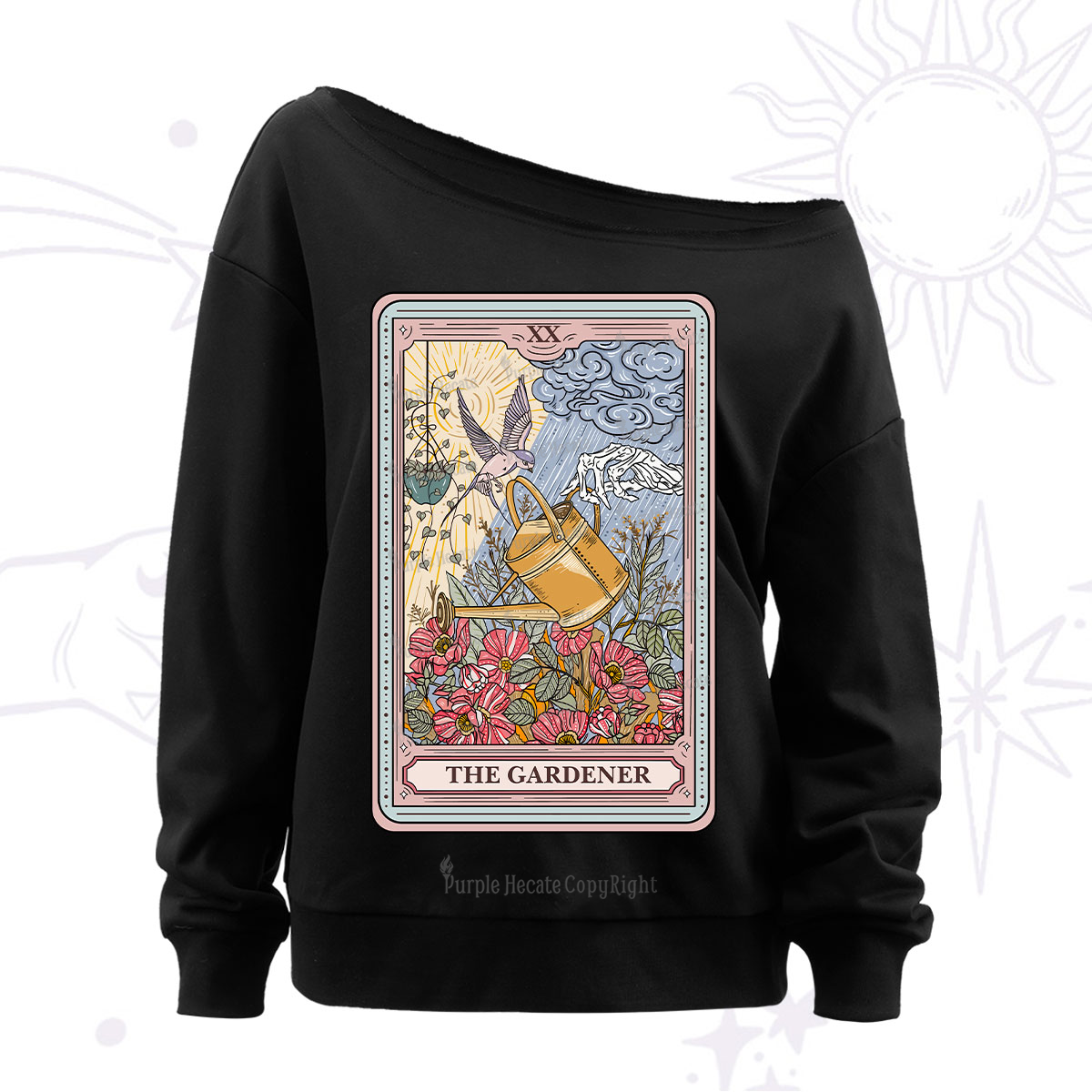 Purplehecate The Gardener Tarot Off The Shoulder Sweatshirt