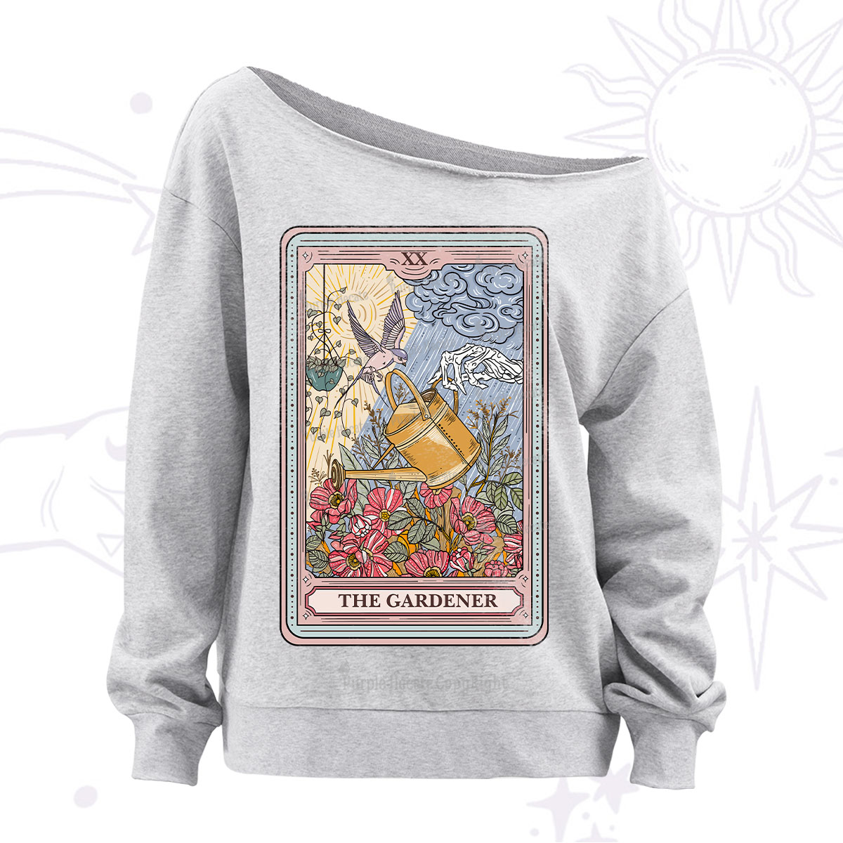 Purplehecate The Gardener Tarot Off The Shoulder Sweatshirt