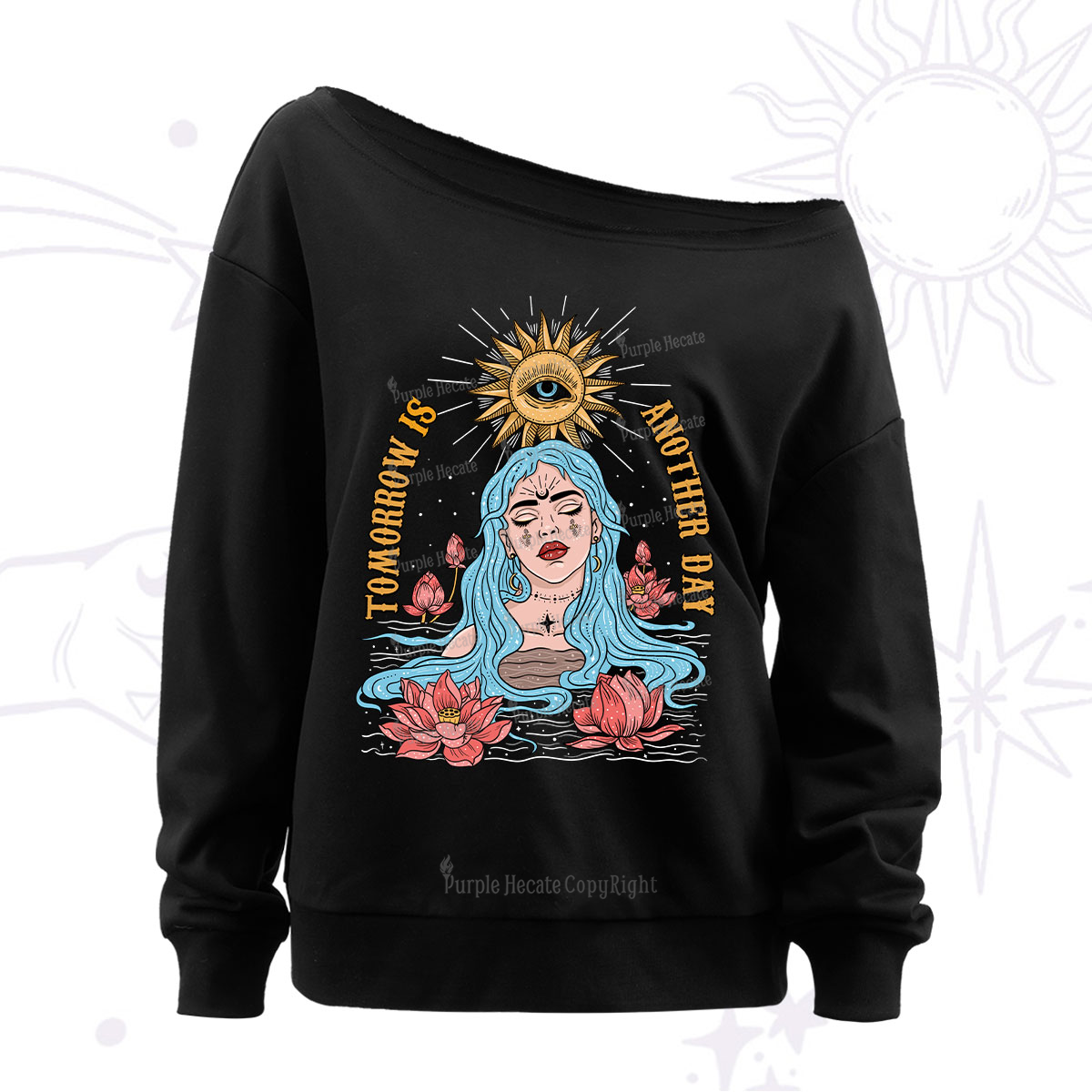 Purplehecate Tomorrow Is Another Day Off The Shoulder Sweatshirt