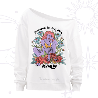 Purplehecate Powered By My Own Magic Off The Shoulder Sweatshirt