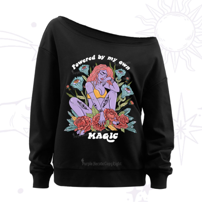Purplehecate Powered By My Own Magic Off The Shoulder Sweatshirt