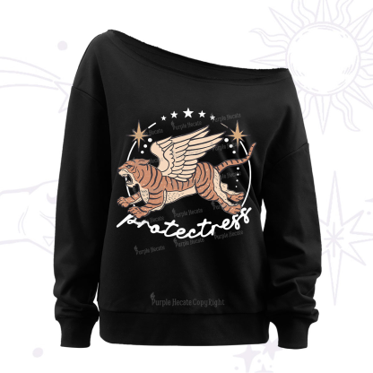 Purplehecate Protectress Off The Shoulder Sweatshirt
