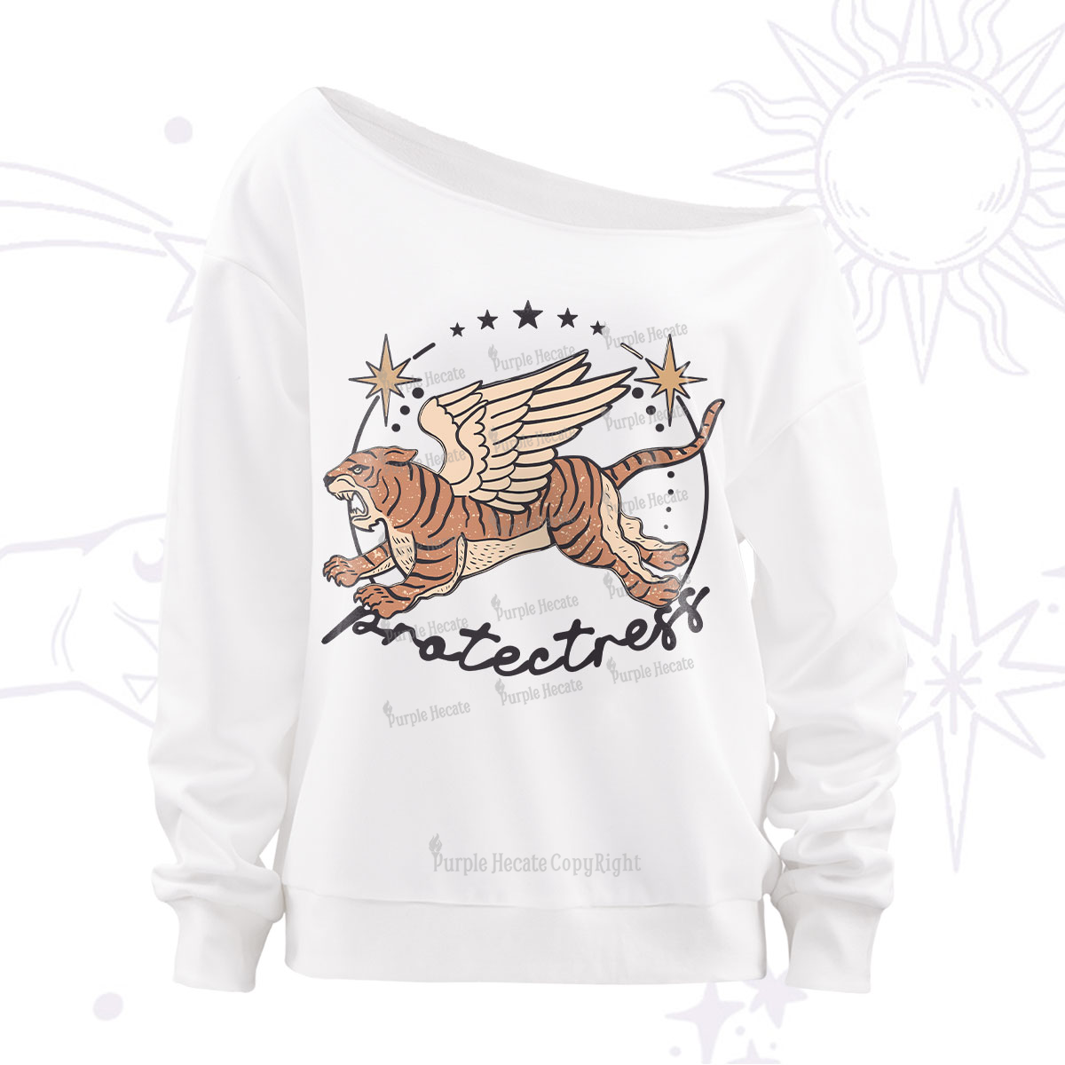 Purplehecate Protectress Off The Shoulder Sweatshirt