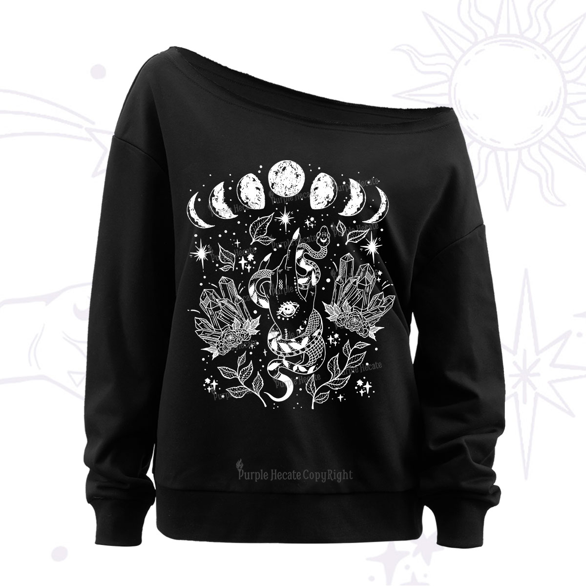 Purplehecate Reach For The Moon Off The Shoulder Sweatshirt