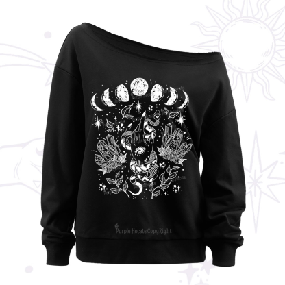 Purplehecate Reach For The Moon Off The Shoulder Sweatshirt