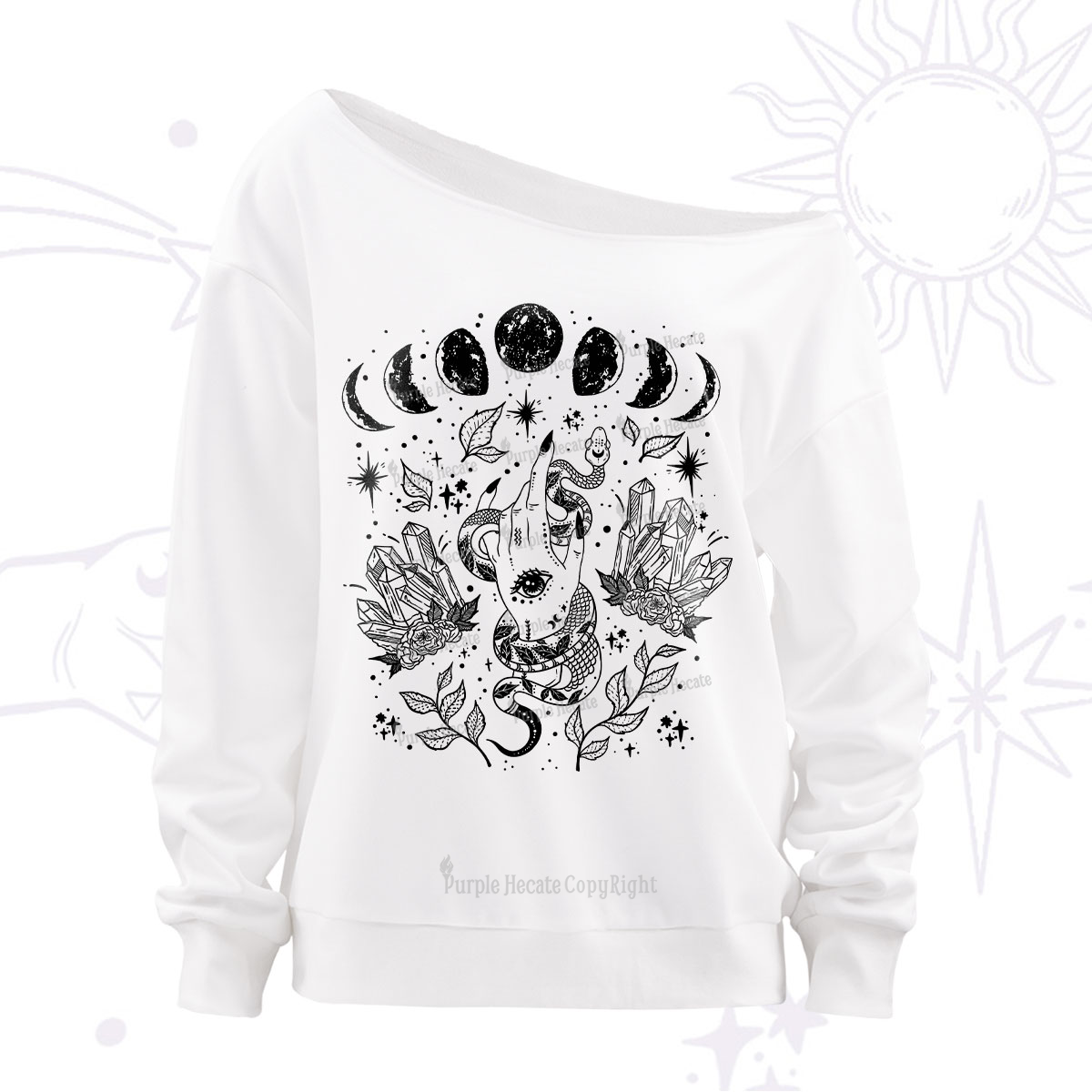 Purplehecate Reach For The Moon Off The Shoulder Sweatshirt