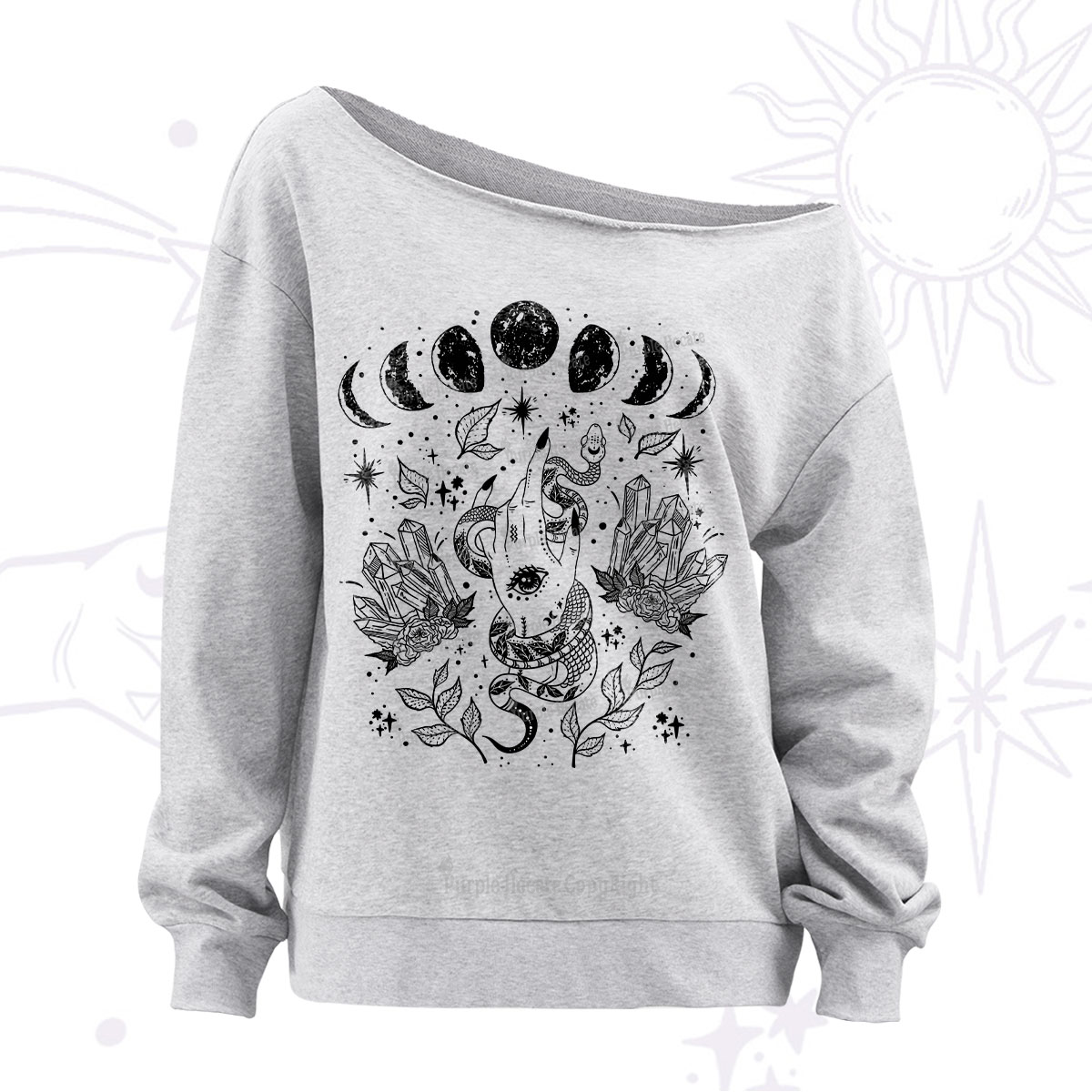 Purplehecate Reach For The Moon Off The Shoulder Sweatshirt