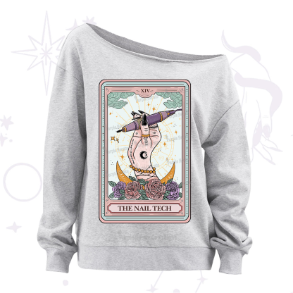 Purplehecate The Nail Tech Tarot Card Off The Shoulder Sweatshirt