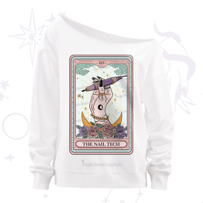 Purplehecate The Nail Tech Tarot Card Off The Shoulder Sweatshirt