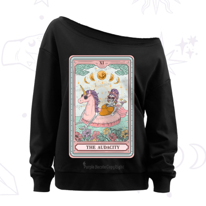 Purplehecate The Audacity Skeleton Tarot Card Off The Shoulder Sweatshirt
