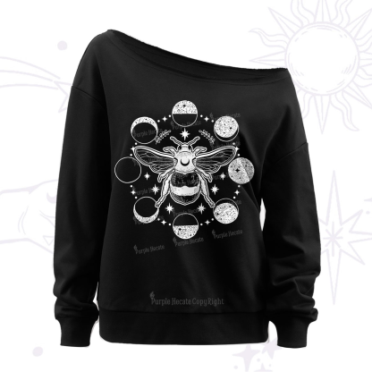 Purplehecate Moon Bee Off The Shoulder Sweatshirt
