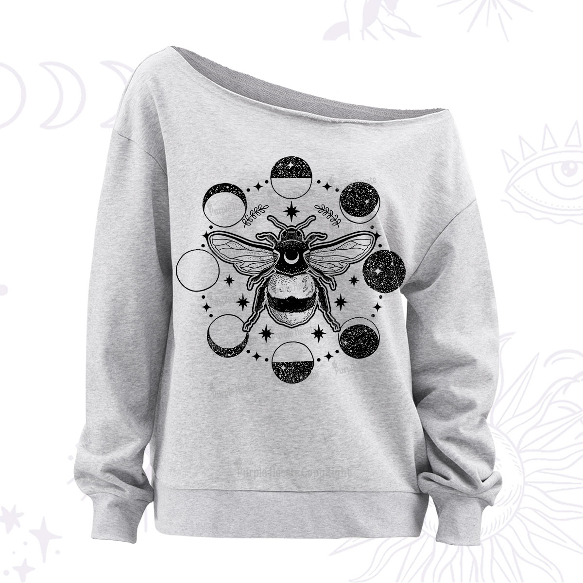 Purplehecate Moon Bee Off The Shoulder Sweatshirt
