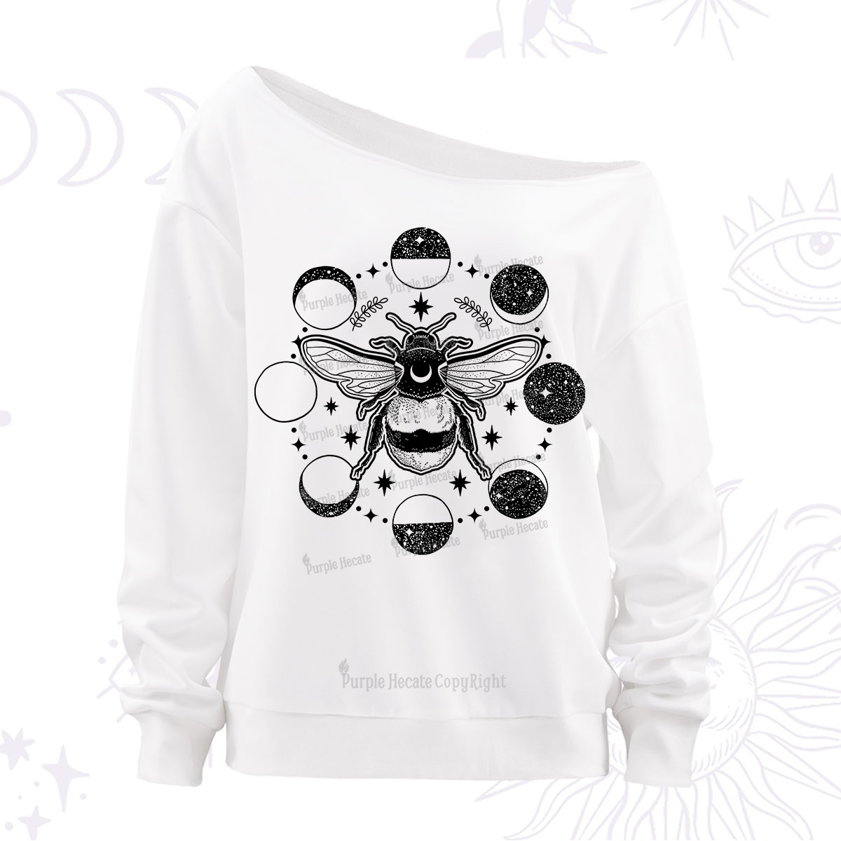 Purplehecate Moon Bee Off The Shoulder Sweatshirt