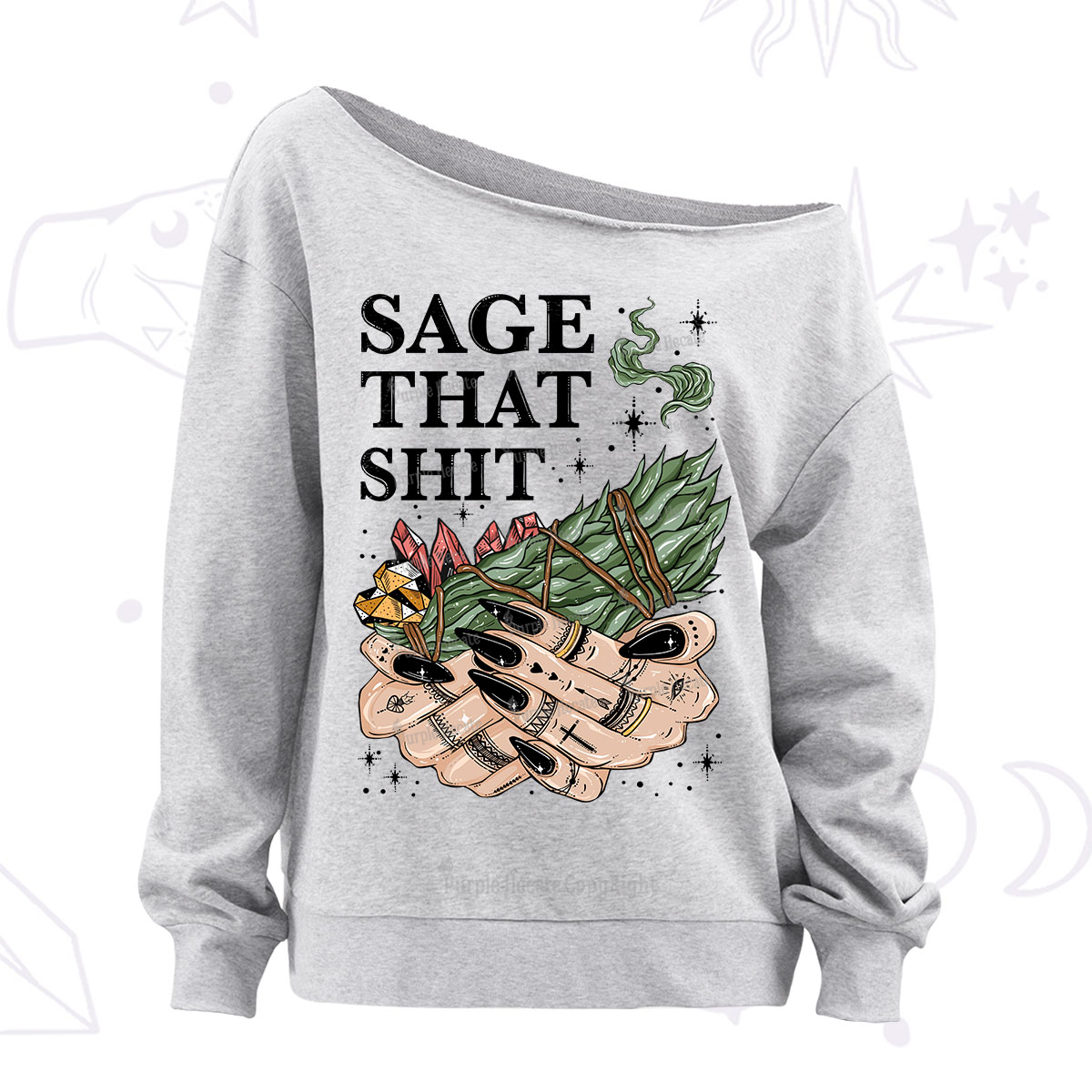 Purplehecate Smudge That Shit Off The Shoulder Sweatshirt