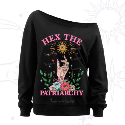 Purplehecate Hex The Patriarchy Witchy Off The Shoulder Sweatshirt