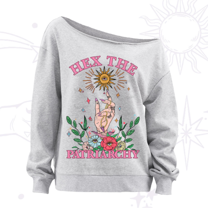 Purplehecate Hex The Patriarchy Witchy Off The Shoulder Sweatshirt
