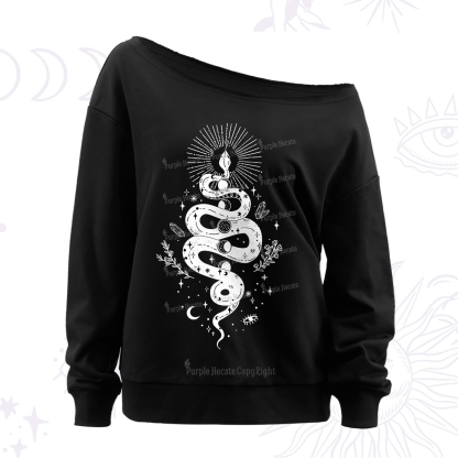Purplehecate Mystical Moon Phases Snake Off The Shoulder Sweatshirt