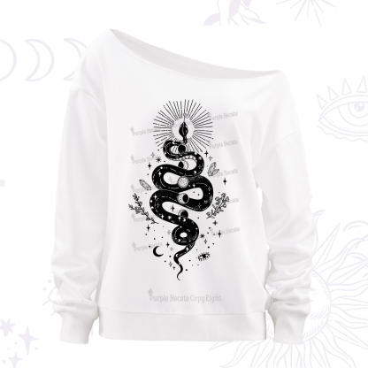 Purplehecate Mystical Moon Phases Snake Off The Shoulder Sweatshirt
