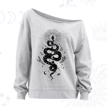 Purplehecate Mystical Moon Phases Snake Off The Shoulder Sweatshirt