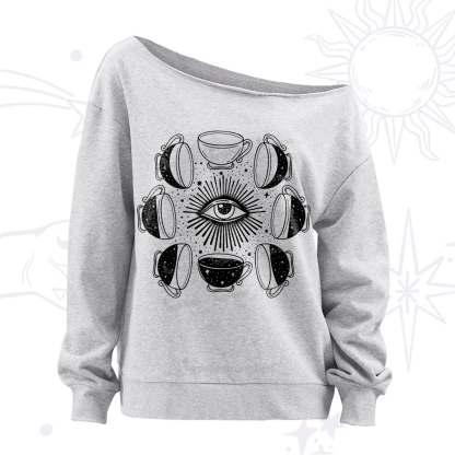 Purplehecate Moon Phase Coffee Off The Shoulder Sweatshirt