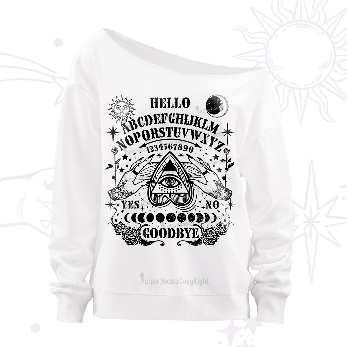 Purplehecate Hello Goodbye Off The Shoulder Sweatshirt