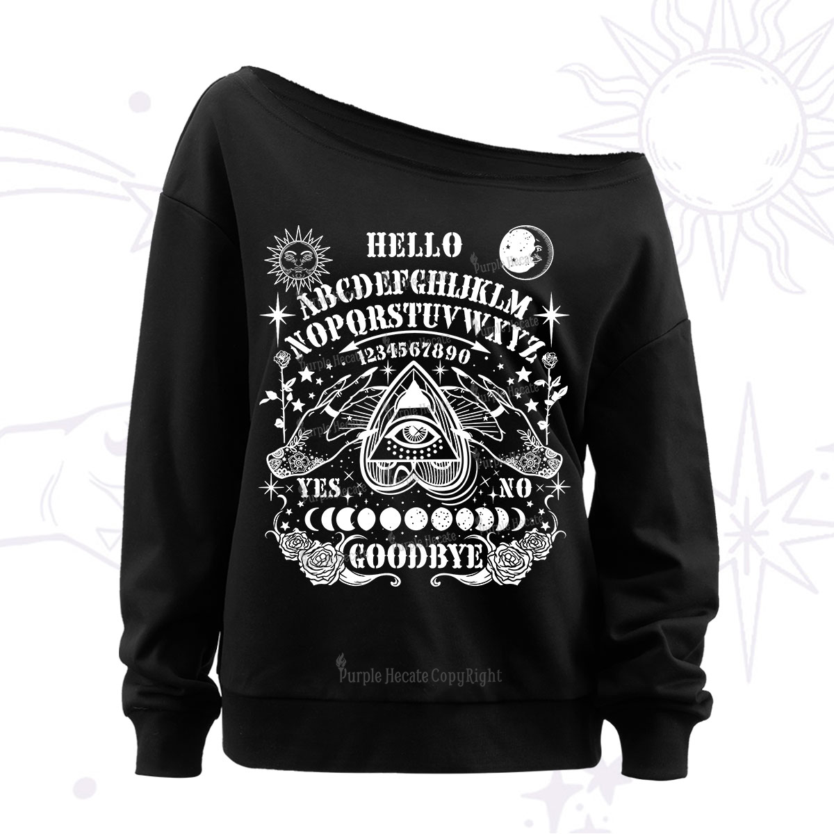 Purplehecate Hello Goodbye Off The Shoulder Sweatshirt