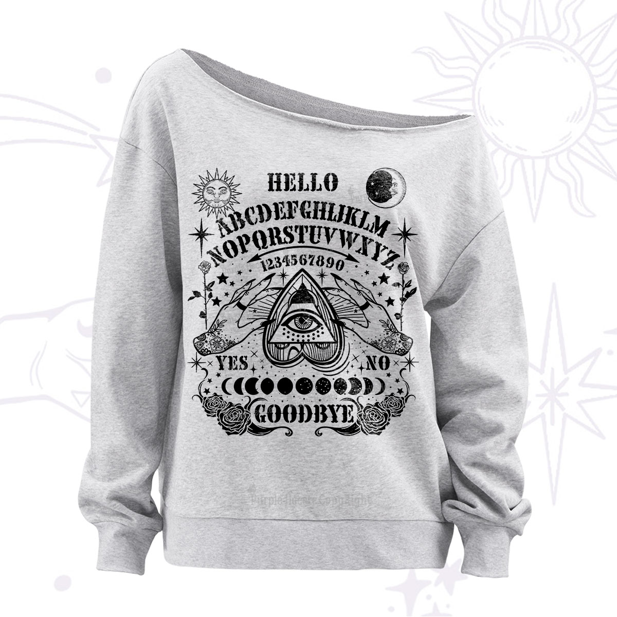 Purplehecate Hello Goodbye Off The Shoulder Sweatshirt