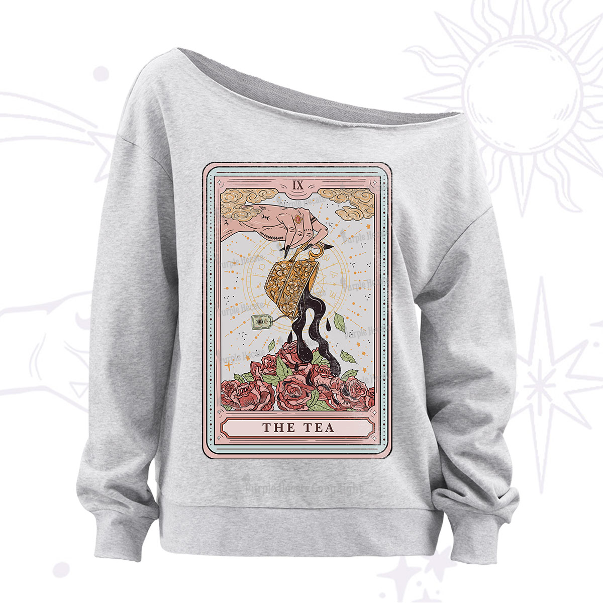 Purplehecate The Tea Food Tarot Off The Shoulder Sweatshirt