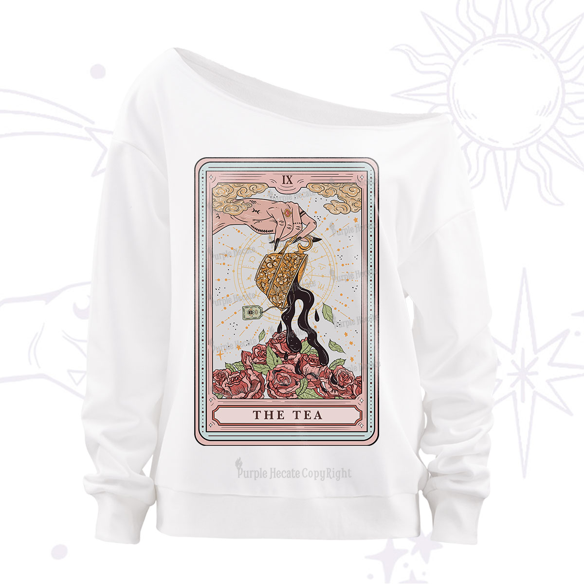 Purplehecate The Tea Food Tarot Off The Shoulder Sweatshirt