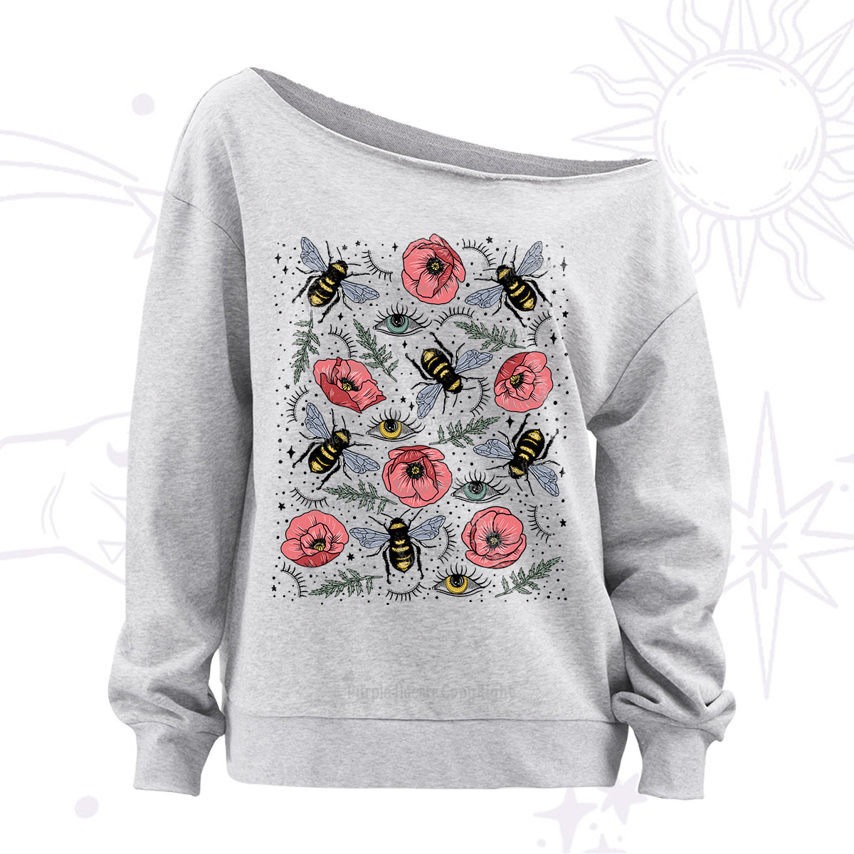 Purplehecate The Bee's Knees Off The Shoulder Sweatshirt